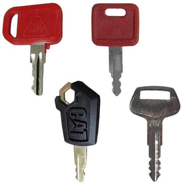 Aic Replacement Parts Heavy Equipment Ignition Key Set - 4 Keys Fits CAT Fits John Deere & Komatsu AY-ELI80-0145 - main